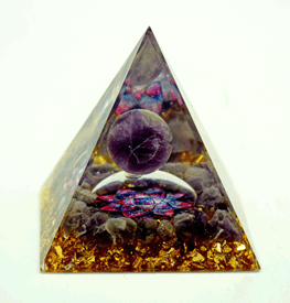 Purple Moon with Lotus Design Orgonite Pyramid